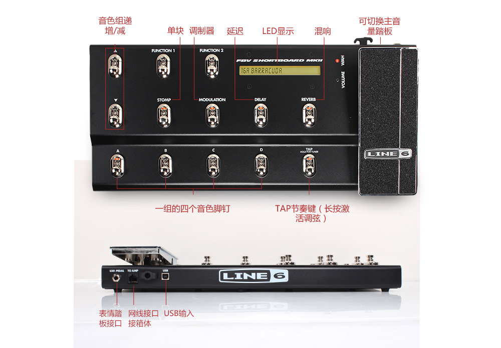 Line6 FBV Shortboard MkII 电吉他音色效果器规格参数 Line6 FBV Shortboard MkII 电吉他音色效果器规格参数