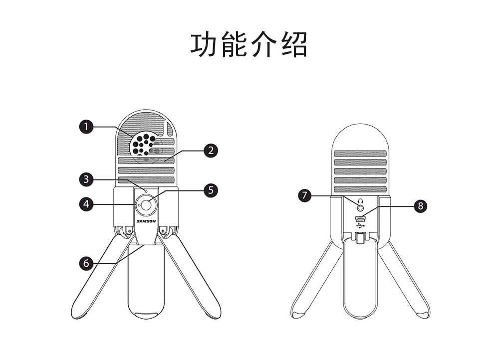 Samson Meteor mic 录音电容麦USB话筒，异常平滑的频率响应曲线，体现声音还原的高保真度